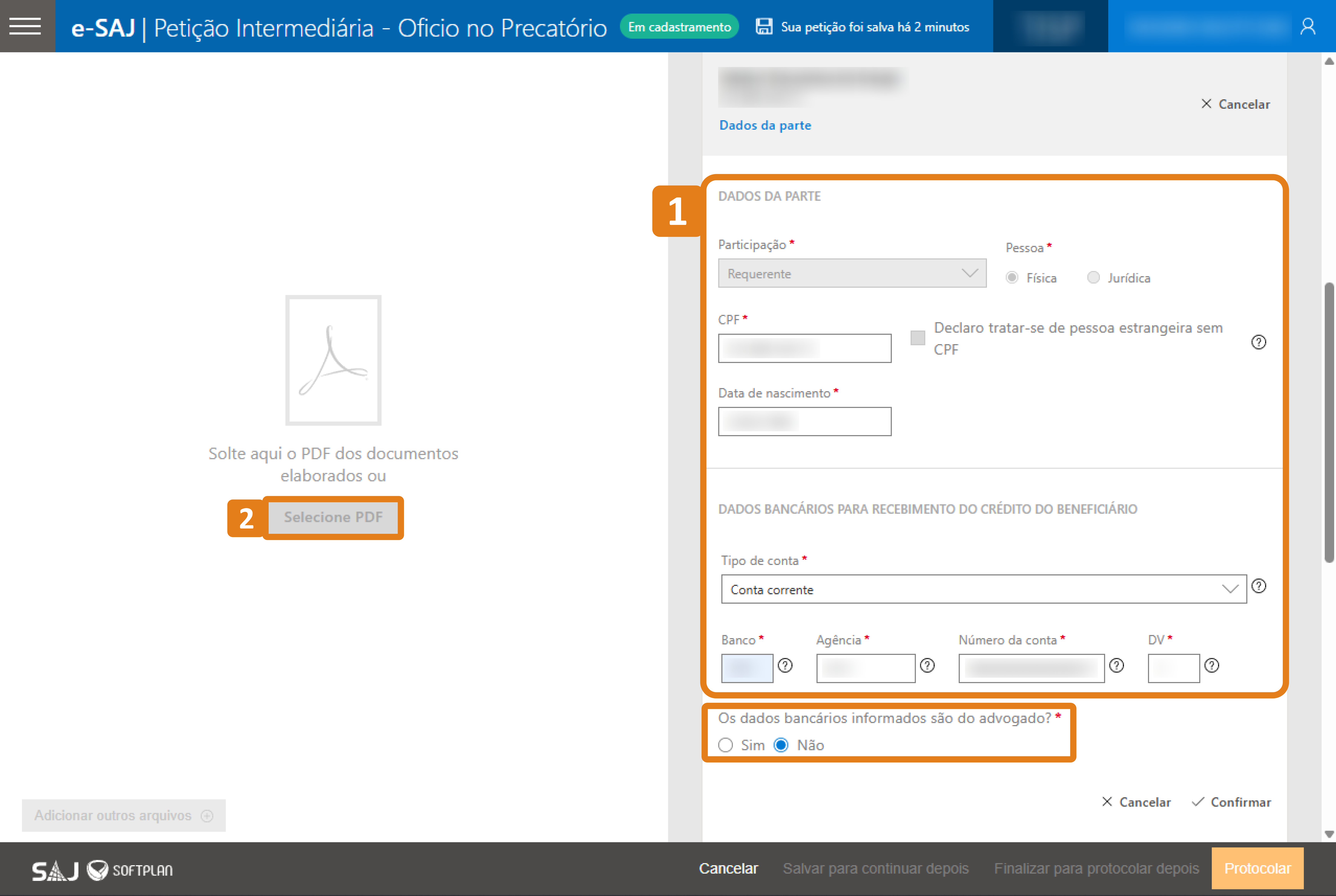 passo 4-menu inserir informacoes bancarias da parte.png